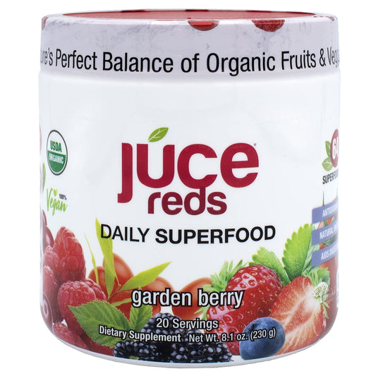 JUCE Reds Organic Superfood Powder - Garden Berry Flavor | Fruit and Veggie Powder - NutriGlobal