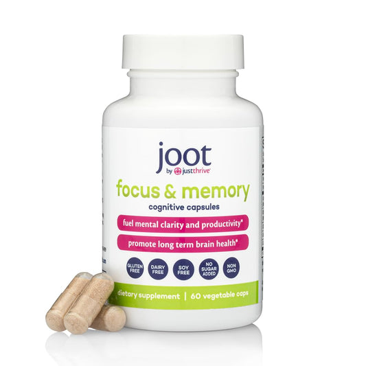 Just Thrive Focus & Memory Capsules – Nootropic Brain Supplement for Clarity, Concentration, Memory Support, & Energy – Citicoline, Lion’s Mane, Vitamins B12 & D3 - NutriGlobal