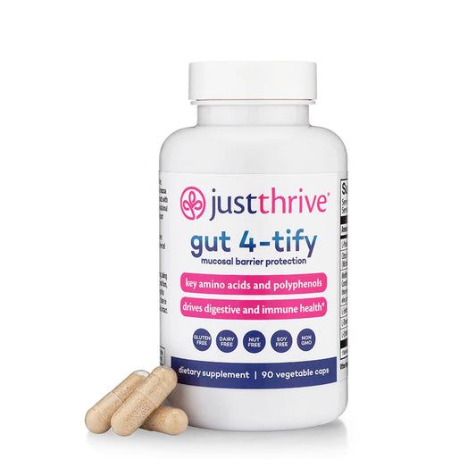 Just Thrive Gut 4-tify - Gut Health Supplements for Women and Men - Anti Bloat, 90 Vegetable Capsules - NutriGlobal