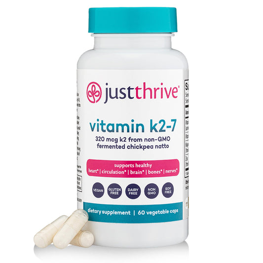 Just Thrive Vitamin K2-7 - Bone, Brain, and Heart Health K2 Vitamin Supplement, 60 Capsules - NutriGlobal