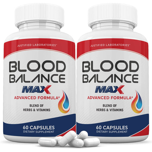 Justified Laboratories (2 Pack Blood Balance Max 1295MG Formula Supplement Pills - NutriGlobal