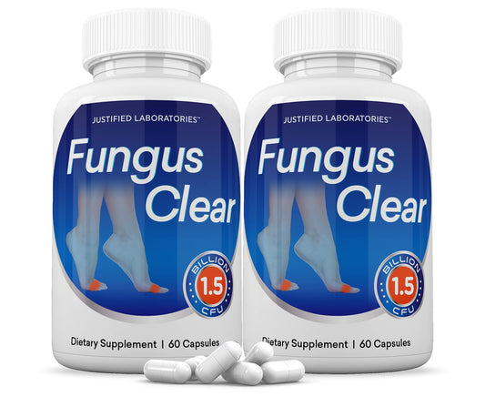 Justified Laboratories (2 Pack) Fungus Clear 1.5 Billion CFU Probiotic Pills 120 Capsules - NutriGlobal