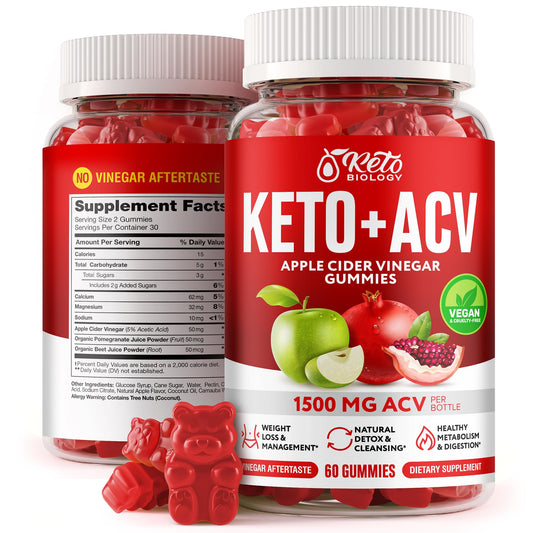 Keto ACV Gummies 1500 mg - ACV Keto Gummies for Weight Loss & Detox - Vegan Apple - NutriGlobal