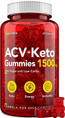 Keto ACV Gummies 1500 mg - Low Sugar Green Apple Flavor - Vegan ACV Keto Gummies - NutriGlobal