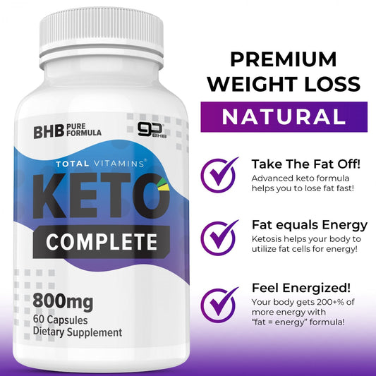 Keto Complete Diet Pills 800mg BHB Exogenous Ketones 360 Fat Burner - NutriGlobal