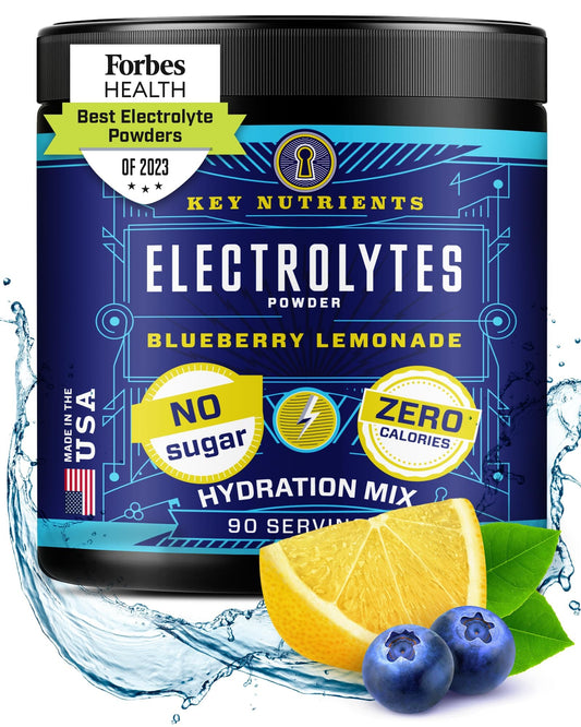 KEY NUTRIENTS Multivitamin Electrolytes Powder No Sugar - Fresh Blueberry Lemonade - NutriGlobal
