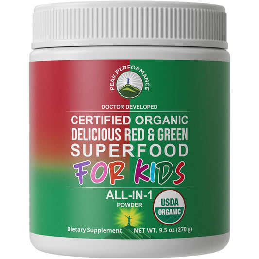 Kids Greens and Reds Superfood Powder. Best Tasting Organic Vegan Super Food Juice with 25+ Real Fruits and Vegetables. Gluten Free Real Food Vitamins. Green and Red Superfoods Supplement for Children - NutriGlobal