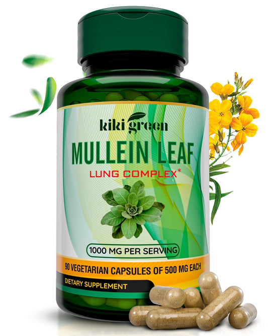 KIKI Green Mullein Leaf Extract Capsules - Herbal Respiratory Supplement - for Lung Cleans - NutriGlobal