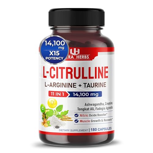 L-Citrulline 14,100 mg 11 in 1 with L-Arginine + Taurine, Ashwagandha, Creatine, Tongkat Ali - NutriGlobal