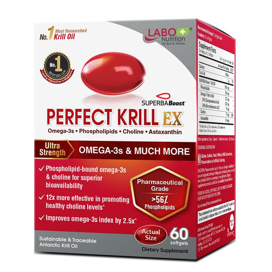 LABO Nutrition Perfect Krill EX, The Purest Ultra Strength Antarctic Krill Oil, Highest Phosph - NutriGlobal