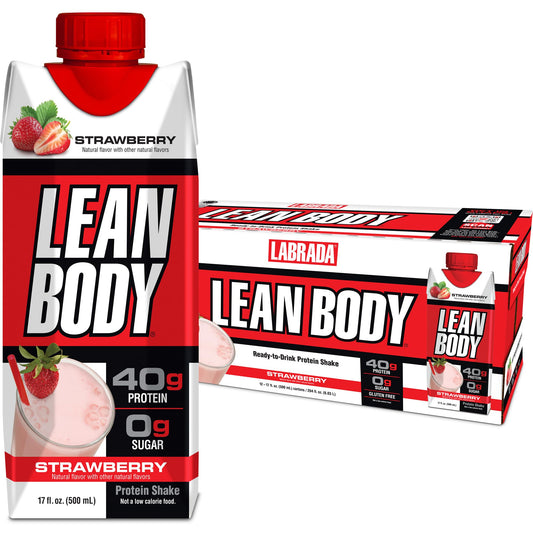 Labrada Lean Body Ready-to-Drink Strawberry Protein Shake, 40g Protein, Whey Blend - NutriGlobal