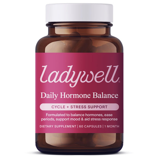 Ladywell Daily Hormone Balance Capsules | Natural Cycle Support for Women | Supports Mood, Bloating, Cramps, Skin Health & Cravings | with Chasteberry, B Vitamins, Ashwagandha, Saffron & More | 60 Ct - NutriGlobal