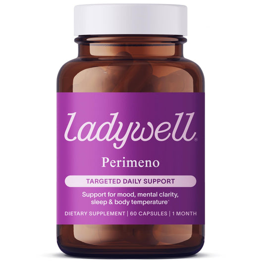 Ladywell Perimeno - Perimenopause Support - Support for Mood, Mental Clarity, Sleep & Hot Flashes - Black Cohosh, Reishi, Wild Yam, Holy Basil, Schisandra, Rhodiola, Siberian Rhubarb / 60 Veg Caps - NutriGlobal