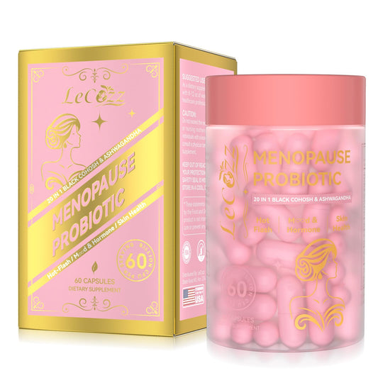 LeCozz Menopause Supplement for Women : Hormone-Free Probiotic with Black Cohosh & Ashwagandha Support for Hot Flashes Mood Balance & Skin Health 60 Capsules - NutriGlobal