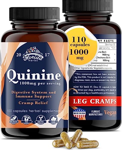 Leg Cramps Support Organic Pills - 1000 mg - Quinine Tablets for Cramp Defense - NutriGlobal