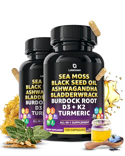 LetaGreen Irish Sea Moss Capsules – 120 Wildcrafted Sea Moss Pills with Black Seed Oil - NutriGlobal