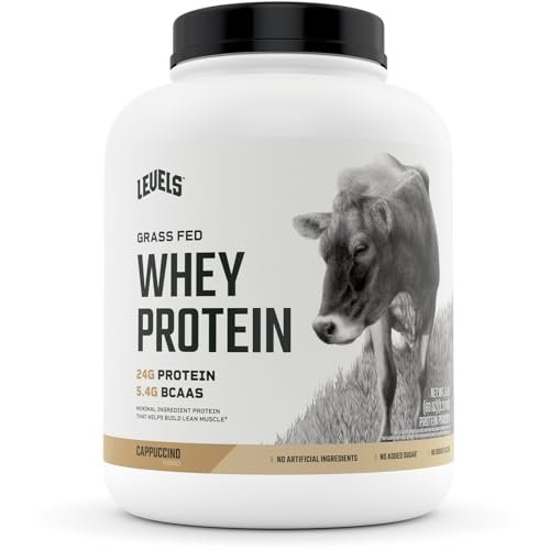 Levels Grass Fed 100% Whey Protein, No Hormones, Cappuccino, 5LB - NutriGlobal