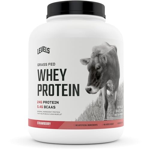 Levels Grass Fed 100% Whey Protein, No Hormones, Strawberry, 5LB - NutriGlobal