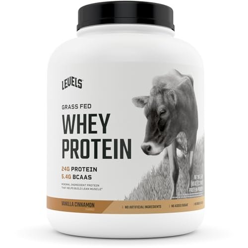 Levels Grass Fed 100% Whey Protein, No Hormones, Vanilla Cinnamon, 5LB - NutriGlobal