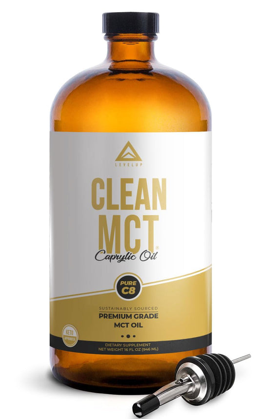 LevelUp Clean MCT Oil - 100% Caprylic C8 for Energy, Focus, Weight Management - NutriGlobal