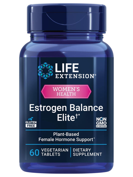 Life Extension Estrogen Balance Elite, Menopause Support Supplement, Hormone Balance, hot Flashes, Night Sweats, Vaginal Dryness, Gluten-Free, Non-GMO, Vegetarian, 60 Tablets. - NutriGlobal