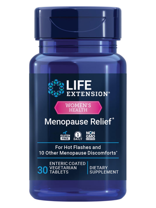 Life Extension Menopause Relief – Siberian Rhubarb, Menopause Supplement for Women, Ease hot Flashes, Mood Swings, Night Sweats Relief, Hormone-Free, Gluten-Free, Non-GMO, Vegetarian, 30 Tablets - NutriGlobal