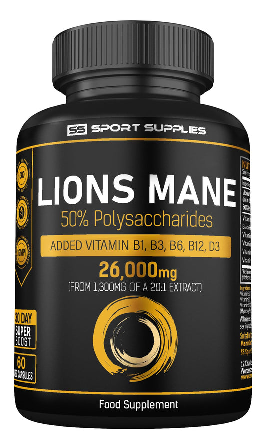 Lions Mane Supplement High Strength 26,000mg Plus 5 Vitamins - NutriGlobal