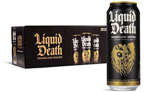 Liquid Death Sparkling Mountain Water, 16.9 oz Tallboys (18-Pack) - NutriGlobal