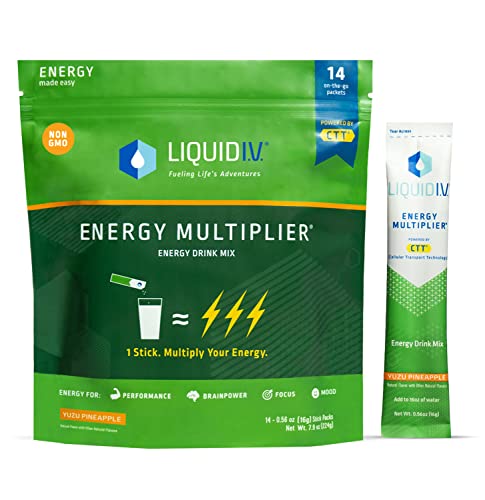 Liquid I.V. Hydration + Energy Multiplier - Yuzu Pineapple - Hydration Powder - NutriGlobal