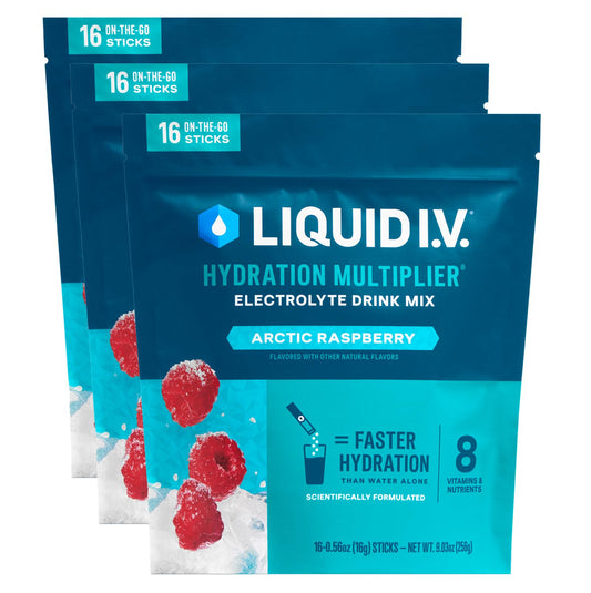 Liquid I.V.® Hydration Multiplier – Arctic Raspberry | Electrolyte Powder Drink Mix | 3 Pack (48 Servings) - NutriGlobal