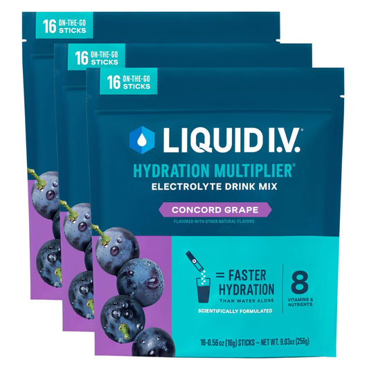 Liquid I.V.® Hydration Multiplier - Concord Grape | Electrolyte Powder Drink Mix | 3 Pack (48 Servings) - NutriGlobal