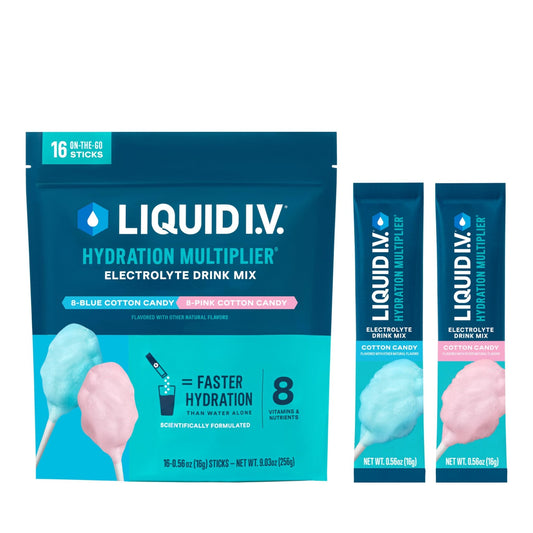 Liquid I.V.® Hydration Multiplier - Cotton Candy | Electrolyte Powder Drink Mix | 1 Pack (16 Servings) - NutriGlobal