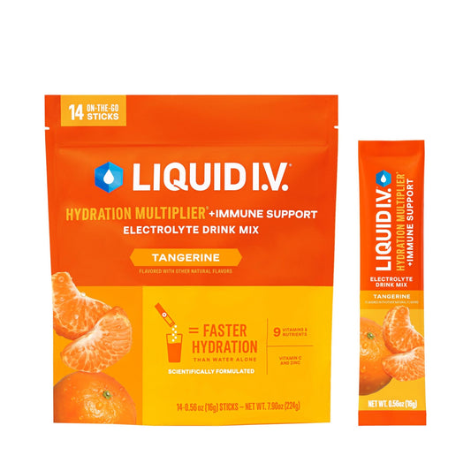 Liquid I.V.® Hydration Multiplier +Immune Support - Tangerine | Electrolyte Powder Drink Mix | 1 Pack (14 Servings) - NutriGlobal
