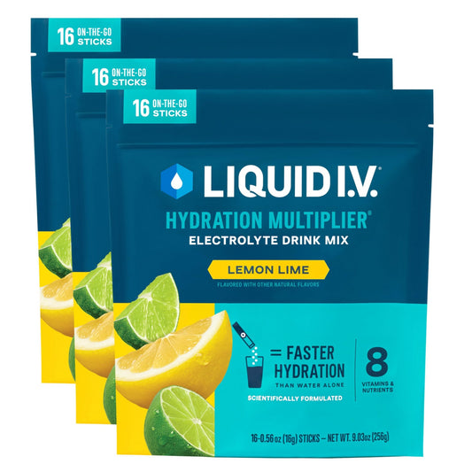 Liquid I.V.® Hydration Multiplier - Lemon Lime | Electrolyte Powder Drink Mix | 3 Pack (48 Servings) - NutriGlobal