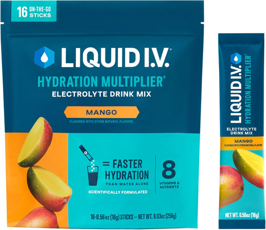 Liquid I.V.® Hydration Multiplier - Mango | Electrolyte Powder Drink Mix | 1 Pack (16 Servings) - NutriGlobal
