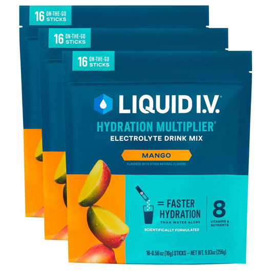Liquid I.V.® Hydration Multiplier - Mango | Electrolyte Powder Drink Mix | 3 Pack (48 Servings) - NutriGlobal