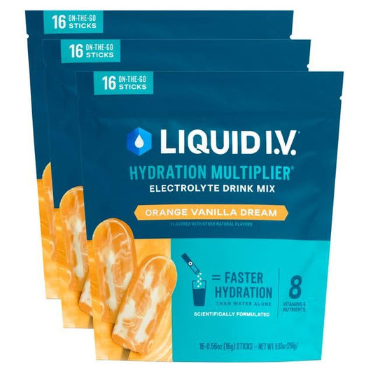 Liquid I.V.® Hydration Multiplier – Orange Vanilla Dream | Electrolyte Powder Drink Mix | 3 Pack (48 Servings) - NutriGlobal