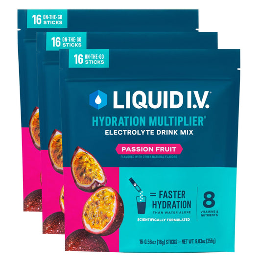 Liquid I.V.® Hydration Multiplier - Passion Fruit | Electrolyte Powder Drink Mix | 3 Pack (48 Servings) - NutriGlobal