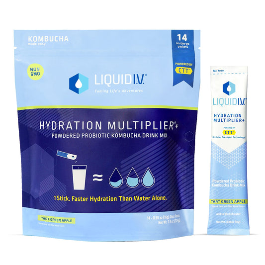 Liquid I.V. Hydration Multiplier + Probiotic Kombucha - Tart Green Apple - Hydration Powder - NutriGlobal