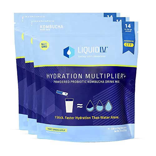 Liquid I.V. Hydration Multiplier + Probiotic Kombucha - Tart Green Apple - Hydration Powder - NutriGlobal