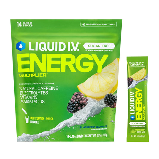 Liquid I.V.® Hydration Multiplier Sugar-Free + Energy - Blackberry Lemonade | Electrolyte Powder Drink Mix | 1 Pack (14 Servings) - NutriGlobal