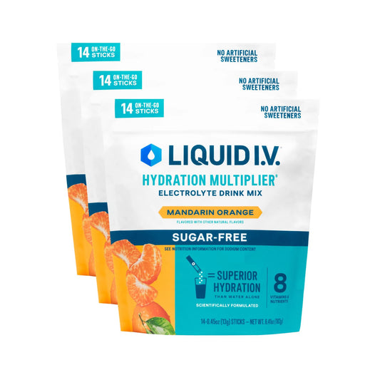 Liquid I.V.® Hydration Multiplier Sugar Free – Mandarin Orange | Electrolyte Powder Drink Mix | 3 Pack (42 Servings) - NutriGlobal