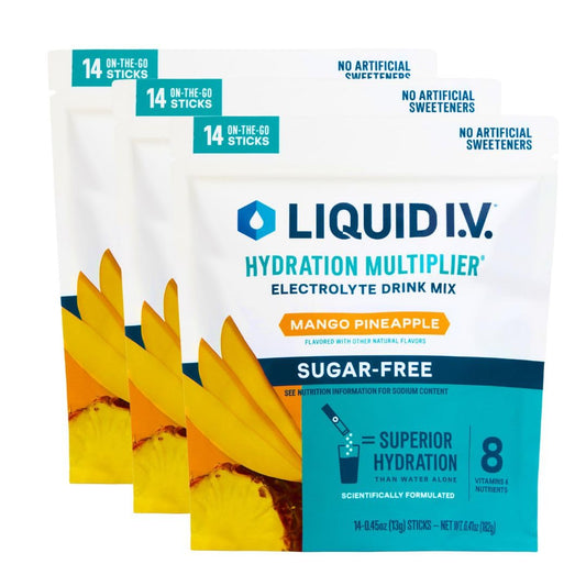 Liquid I.V.® Hydration Multiplier Sugar-Free – Mango Pineapple | Electrolyte Powder Drink Mix | 3 Pack (42 Servings) - NutriGlobal