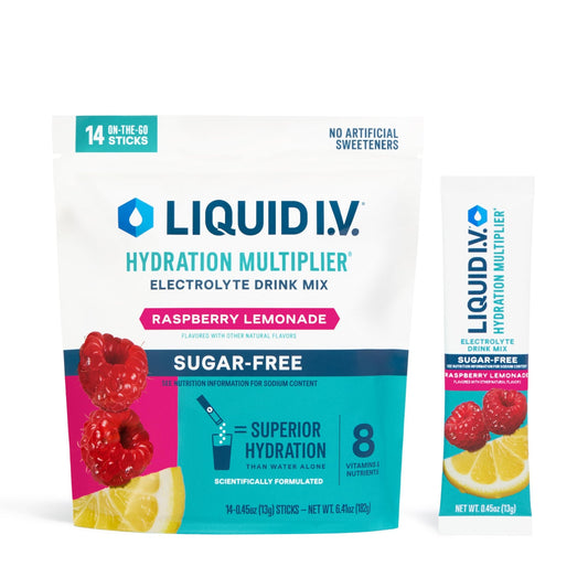 Liquid I.V.® Hydration Multiplier Sugar-Free - Raspberry Lemonade | Electrolyte Powder Drink Mix | 1 Pack (14 Servings) - NutriGlobal