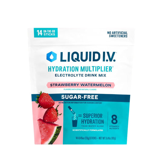 Liquid I.V.® Hydration Multiplier Sugar-Free - Strawberry Watermelon | Electrolyte Powder Drink Mix | 1 Pack (14 Servings) - NutriGlobal
