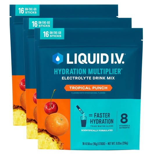 Liquid I.V.® Hydration Multiplier - Tropical Punch | Electrolyte Powder Drink Mix | 3 Pack (48 Servings) - NutriGlobal