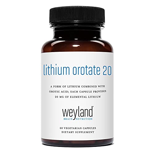 Lithium Orotate 20mg (1 Bottle), 60 Vegetarian Capsules, Lithium Supple - NutriGlobal