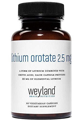 Lithium Orotate 2.5mg (1 Bottle), 60 Vegetarian Capsules, Lithium Supple - NutriGlobal