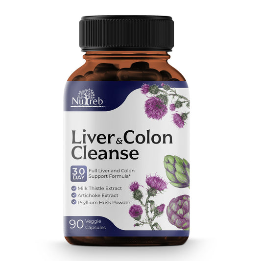 Liver Cleanse Detox & Repair with Colon Cleanse - Milk Thistle, Dandelion Root, Psyllium Husk Fiber - NutriGlobal