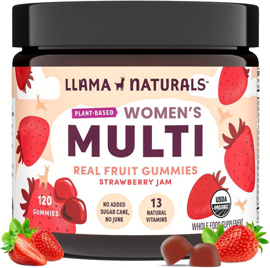 Llama Naturals Multivitamin for Women, Vegan, Organic Gummies with Vitamin D, C and K, Women's Real Fruit Gummy Vitamins - NutriGlobal
